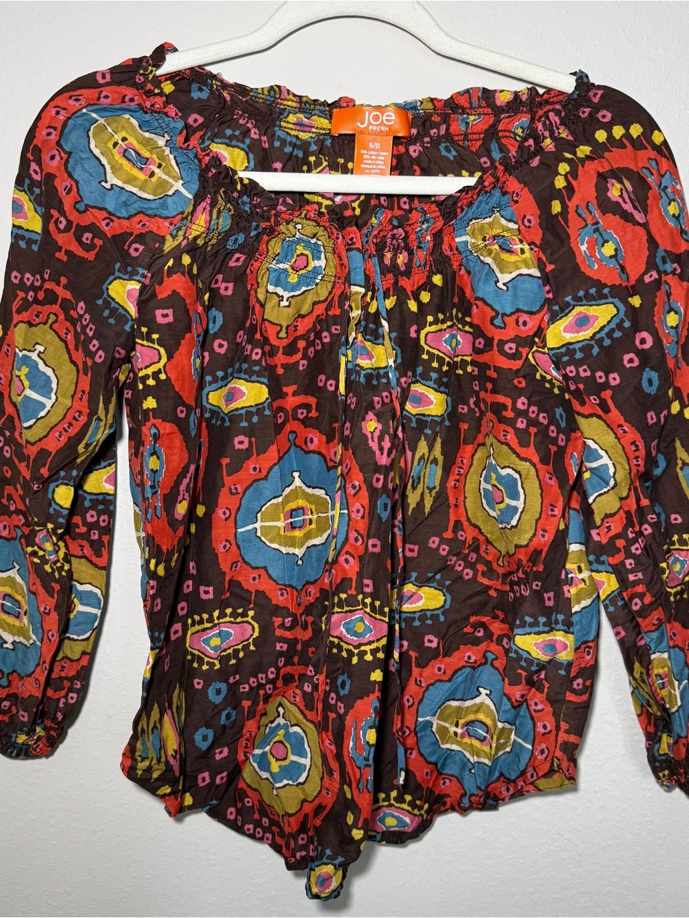 Joe Fresh Multicolor Medallion Peasant Blouse